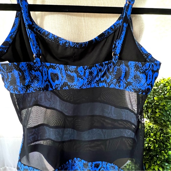 Shade & Shore Snakeskin Mesh Detailing Blue and Black One Piece Swimsuit Size S - Picture 8 of 13